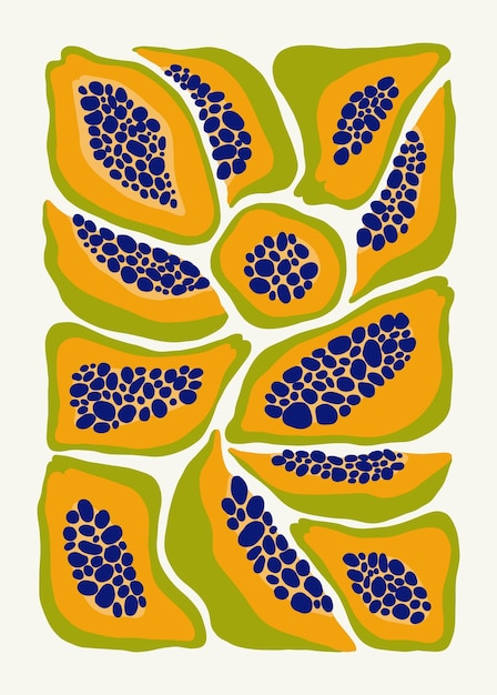 Fruit abstracte elementen Voedsel en gezonde compositie Moderne trendy Matisse minimale stijl