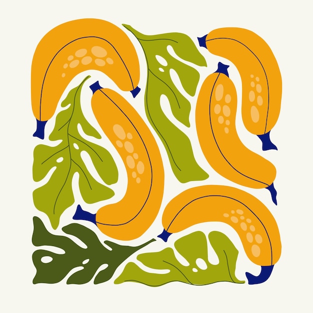 Fruit abstracte elementen Voedsel en gezonde compositie Moderne trendy Matisse minimale stijl