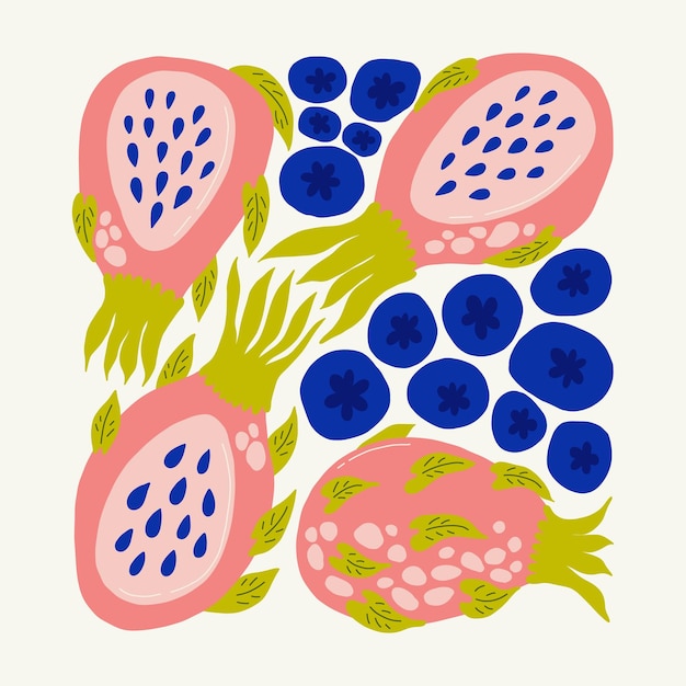 Fruit abstracte elementen Voedsel en gezonde compositie Moderne trendy Matisse minimale stijl