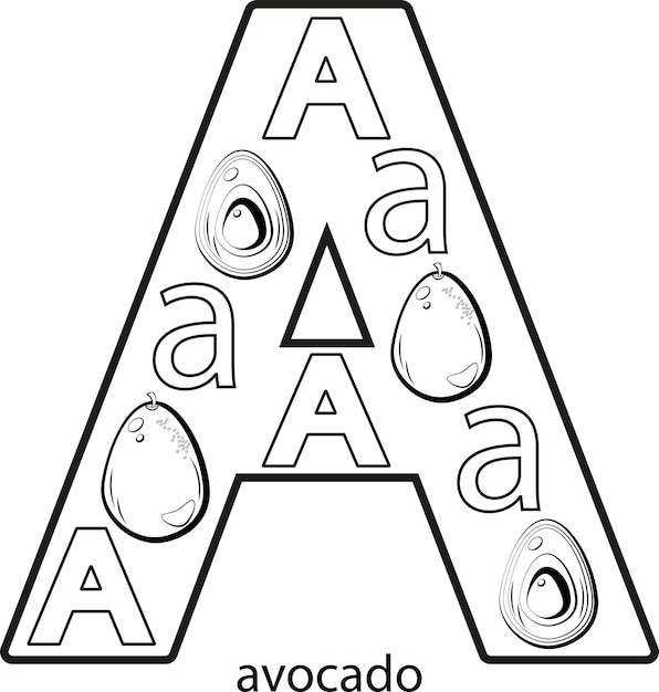 Fruit alphabet the letter a avocado