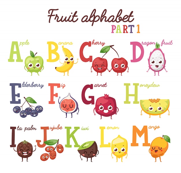 Vector fruit alphabet