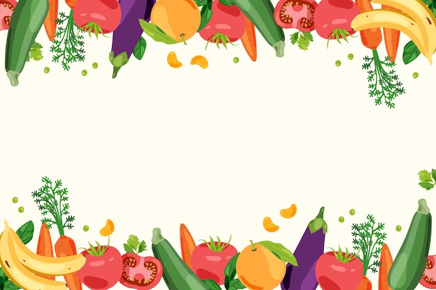 ベクトル 果物と野菜の背景