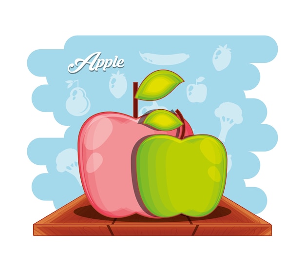 Vector fruit apple healthy food vector illustration design