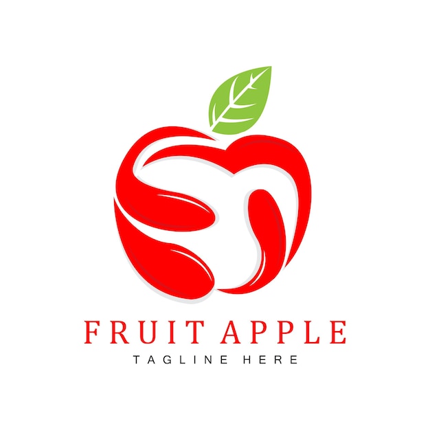 fruit apple logo design red fruit vector with abstract style product brand label illustration