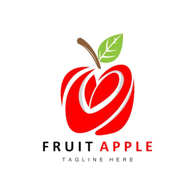 Frutta apple logo design frutta rossa vettore con illustrazione dell'etichetta del marchio del prodotto in stile astratto