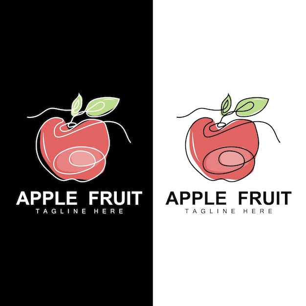 Frutta apple logo design frutta rossa vettore con illustrazione dell'etichetta del marchio del prodotto in stile astratto