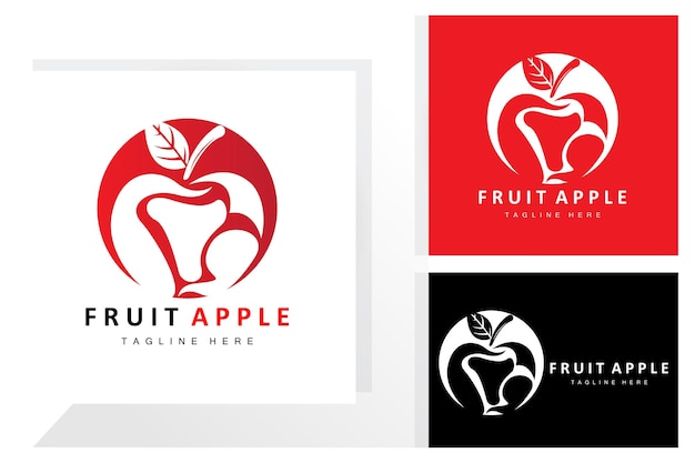 Fruit Apple Logo Design Red Fruit Vector With Abstract Style Product Brand Label Illustration