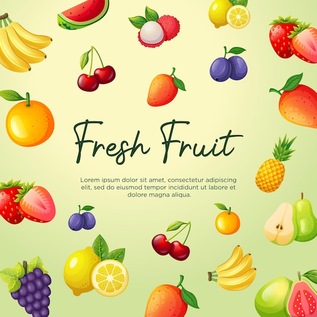 Fruit background in realistic style for social media post