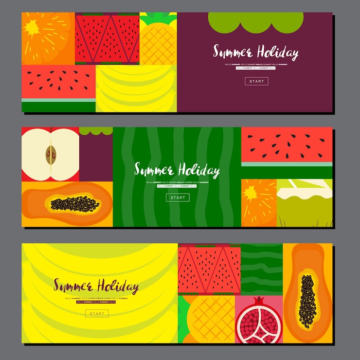 Vector fruit banner collection