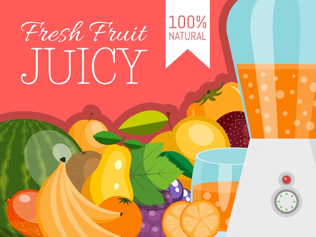 Fruit banner for fresh product or fruit farm market. organic and natural food.