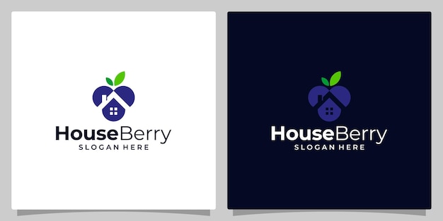 Fruit berry Logo Design Template with house building logo vector design template