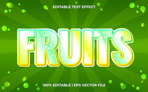 fruit bewerkbaar teksteffect, belettering typografie lettertypestijl, groene 3d-tekst