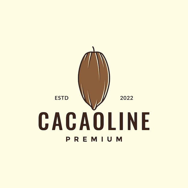 과일 갈색 신선한 카카오 초콜릿 콩 Hipster 로고 디자인 벡터
