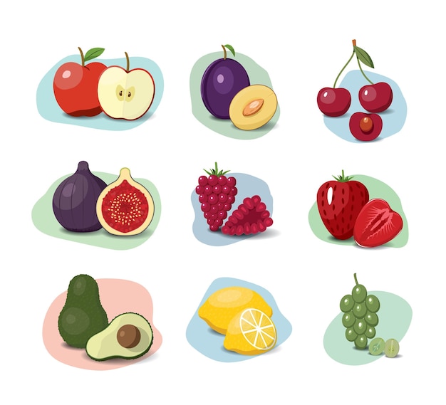Fruit cartoon collectie Veganistische producten