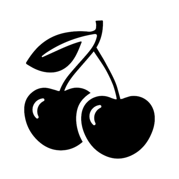 Fruit cherry berry icon Black vector graphics