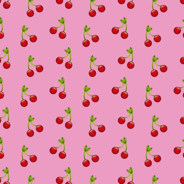 Vector fruit cherry food harvest seamless pattern