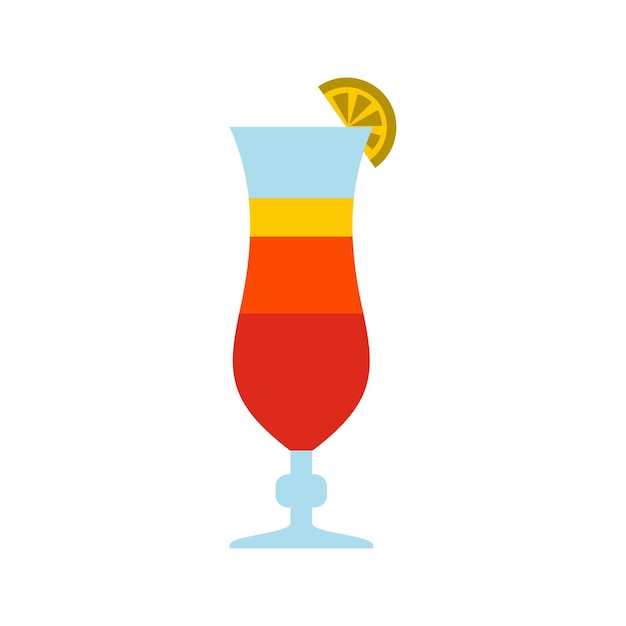 Иконка фруктового коктейля в плоском стиле изолирована на белом фоне. Символ напитка.