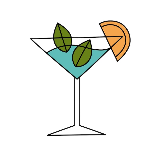 Fruit cocktail with ice. Simple illustration. Summer icon