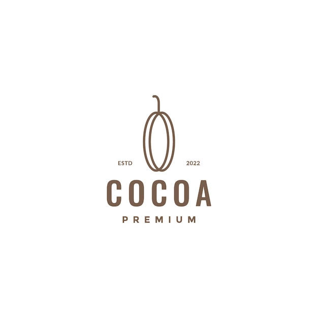 Frutta cacao cioccolato semplice linea minimalista hipster logo design vettoriale