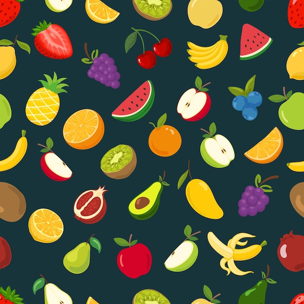 Fruit collectie set illustratie cartoon vector patroon naadloos