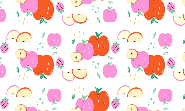 Raccolta di frutta in illustrazioni in stile piatto disegnato a mano