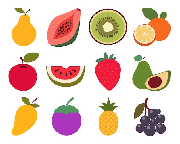 Fruit Colorful With Flat Style