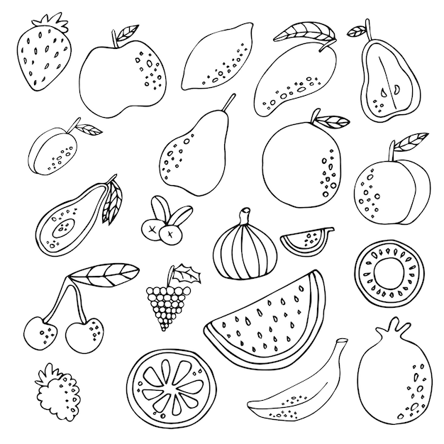 Fruit doodle icon hand drawn