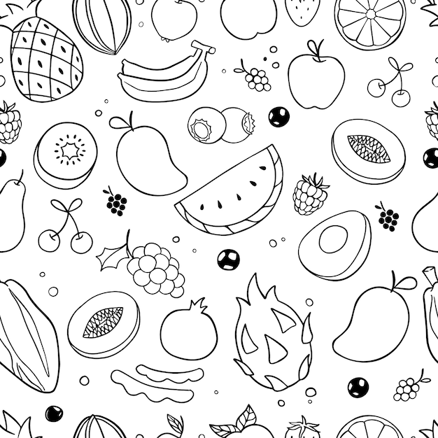 Vettore reticolo senza giunte di doodle di frutta