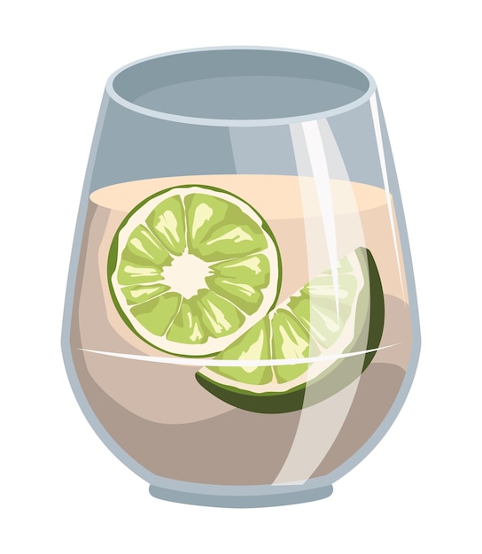 fruit drink with slice lemon icon isolated