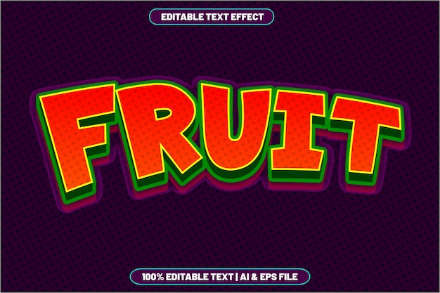 Fruit editable text effect emboss cartoon style