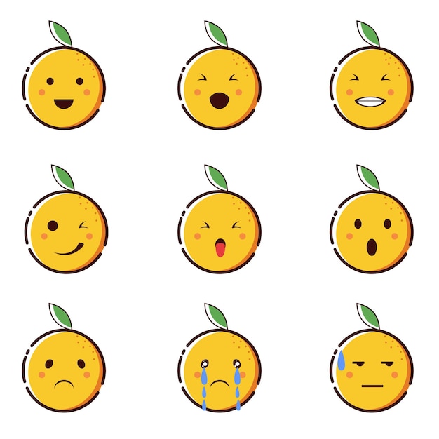 Fruit expression face icon set