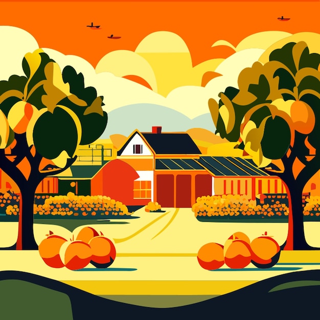 Vector fruit farm vector illustration