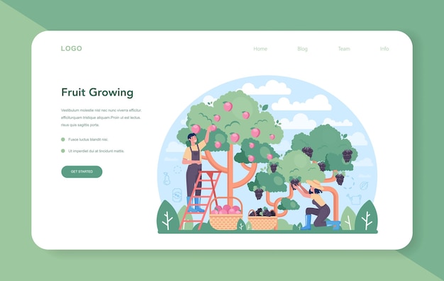 果物の農業および加工業界のwebバナーまたはランディングページ