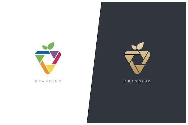 Fruit Film Media Multimedia Production Vector Logo Concept