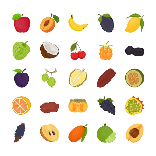 Vector fruit flat icons