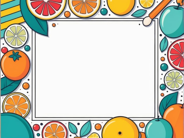 Vector fruit frame with colorful fruits and vegetables fruit frame with colorful fruits and vegetable