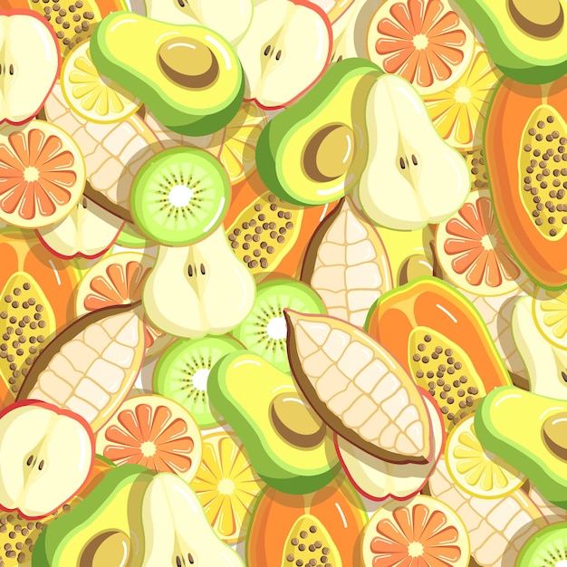 Vector fruit gesneden illustratie patroon achtergrond