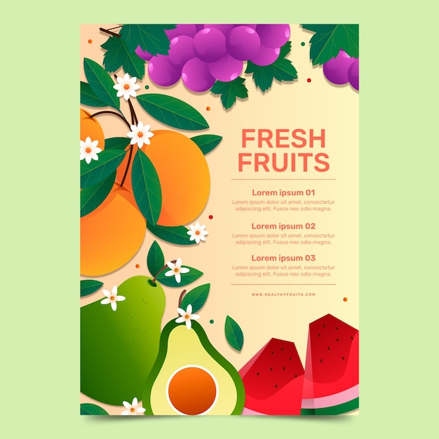 Vettore modello di poster con gradiente di frutta