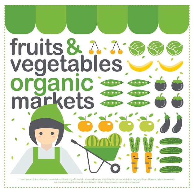 Fruit & groenten biologische markt infographic elementen