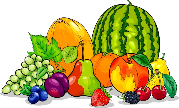 Vector fruit groep cartoon afbeelding