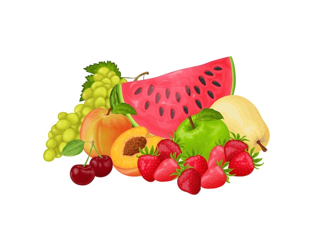 Fruit het beeld van fruit zoals watermeloen druivenperzikaardbei en kersen appels en peren fruit