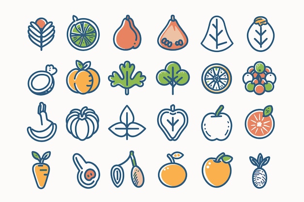 fruit icon set flat line versie vector eps10
