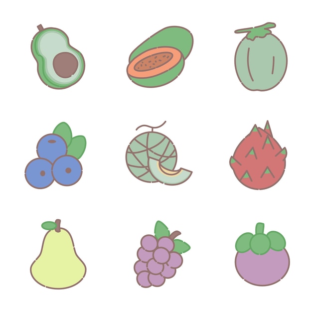 Fruit Icon Vector Doodle