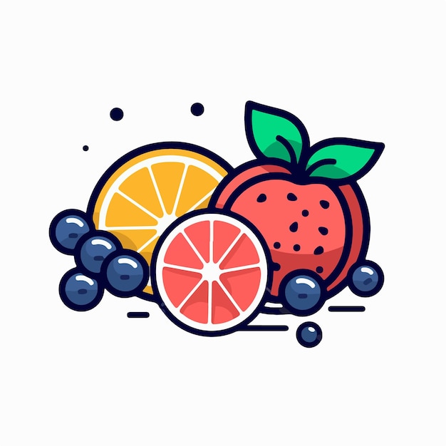 Vector a fruit icon with a blueberry and orange on a white background