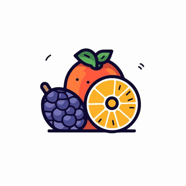 A fruit icon with a leaf and a piece of orange