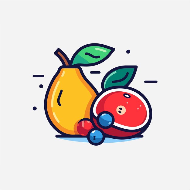 A fruit icon with a pear and blueberries.