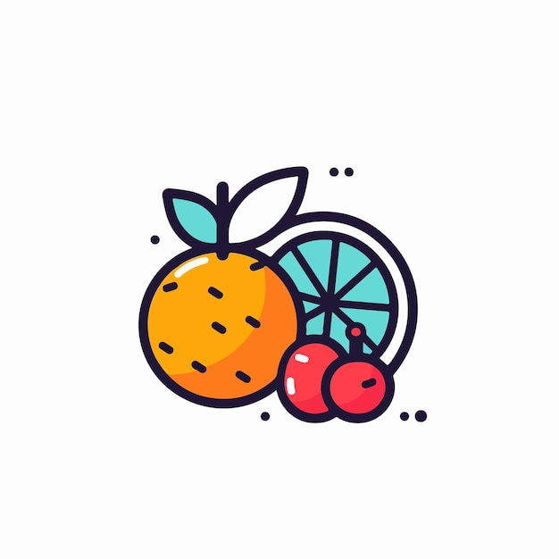 A fruit icon with a red leaf on the bottom.