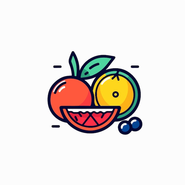 Fruit icon with a smiley face and a smile on the face.