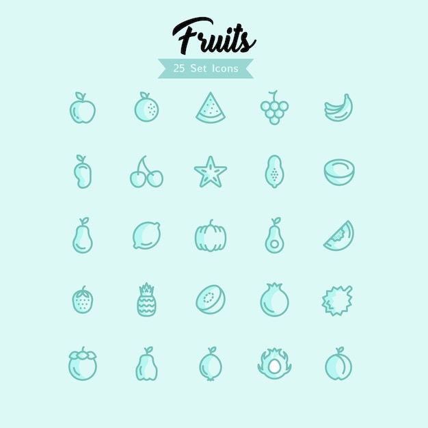 Vector fruit icons modern style