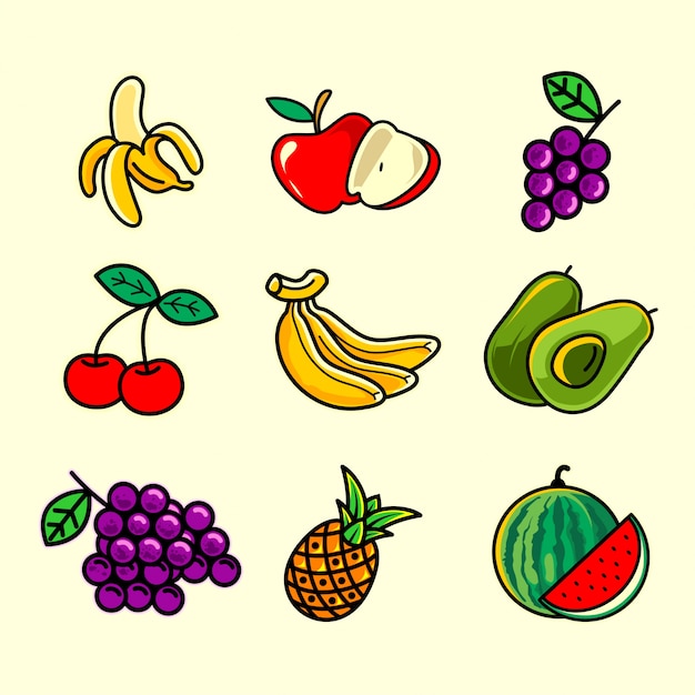 Vector fruit illustratie pack ontwerp